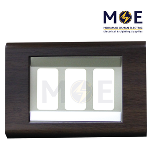 Abbas Margo Cover Plate Brown Wooden*Gold Matt 3module | 2900-28-MRG-ADP | بلاك مثلث مارجو ذهبي ماتخشبي بني مع ادبتر