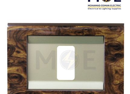 Abbas Margo Cover Plate Gold Matt*Wooden Aro 1module | 2900-10-MRG-ADP | بلاك مفرد مارغو ذهبي مات على خشبي بني ارو مع ادبتر