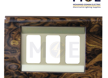 Abbas Margo Cover Plate Gold Matt*Wooden Aro 3module | 2900-10-MRG-ADP | بلاك مثلث مارغو ذهبي مات على خشبي ارو مع ادبتر