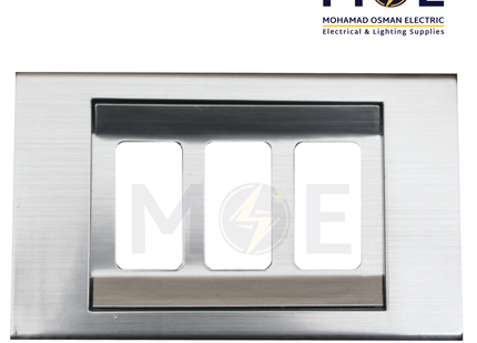 Abbas Margo Cover Plate Stain Chrome*Stain Chrome 1module | 2900-15-MRG-ADP | بلاك مفرد مارغو ستاين كروم على ستاين كروم مع ادبتر