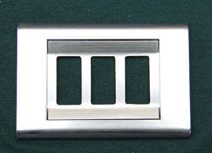 Abbas Margo Cover Plate Stain Chrome*Stain Chrome 3module | 2900-15-MRG-ADP | بلاك مثلث مارغو كروم مجرحكروم مجرح مع ادبتر
