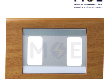 Abbas Margo Cover Plate Steal*Wooden Cherry 2module | 2900-03-MRG-ADP | بلاك مجوز مارجو خشبي ستيل على خشبي كرزي مع ادبتر
