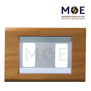 Abbas Margo Cover Plate Steal*Wooden Cherry 2module | 2900-03-MRG-ADP | بلاك مجوز مارجو خشبي ستيل على خشبي كرزي مع ادبتر