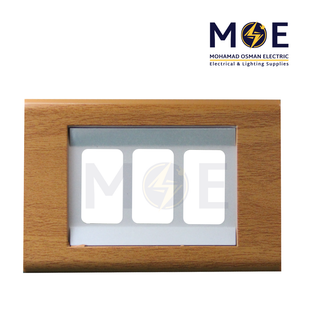 Abbas Margo Cover Plate Steal*Wooden Cherry 3module | 2900-03-MRG-ADP | بلاك مثلث مارجو ستيل على خشبي كرزي مع ادبتر
