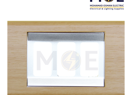 Abbas Margo Cover Plate Steel*Aro Light 3module | 2900-11-MRG-ADP | بلاك مثلث مارغو ستانلس على سندياني ارو فاتح مع ادبتر