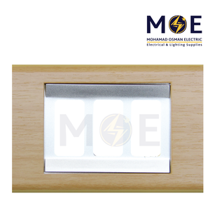 Abbas Margo Cover Plate Steel*Aro Light 3module | 2900-11-MRG-ADP | بلاك مثلث مارغو ستانلس على سندياني ارو فاتح مع ادبتر