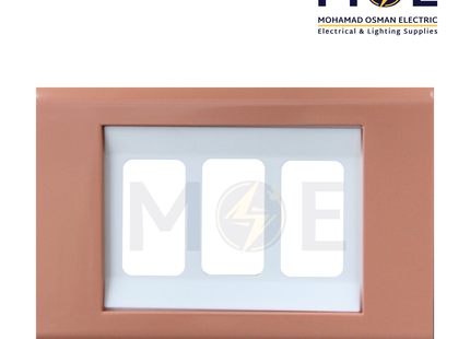 Abbas Margo Cover Plate White*Dark Simon 3module | 2900-16-MRG-ADP | بلاك مثلث مارغو ابيض على سيمون غامق مع ادبتر