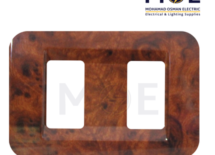 Abbas Milano Cover Plate Wooden Light Gloss 2module | 2300-04-MLN | بلاك مجوز ميلانو خشبي فاتح لميع