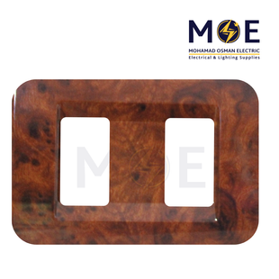 Abbas Milano Cover Plate Wooden Light Gloss 2module | 2300-04-MLN | بلاك مجوز ميلانو خشبي فاتح لميع