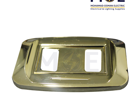 Abbas Mirna Cover Plate Gold Gloss*Gold Gloss 2module | 2400-03-MRN-ADP | بلاك مجوز ميرنا ذهبي على ذهبي مع ادبتر