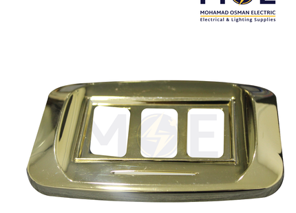 Abbas Mirna Cover Plate Gold Gloss*Gold Gloss 3module | 2400-03-MRN-ADP | بلاك مثلث ميرنا ذهبي على ذهبي مع ادبتر