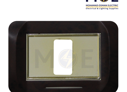 Abbas Mirna Cover Plate Gold*Abanos Delux Matt 1module | 2400-18-MRN-ADP | بلاك مفرد ميرنا ذهبي على بني ابانوس فاخر مات مع ادبتر