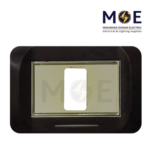 Abbas Mirna Cover Plate Gold*Abanos Delux Matt 1module | 2400-18-MRN-ADP | بلاك مفرد ميرنا ذهبي على بني ابانوس فاخر مات مع ادبتر