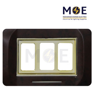 Abbas Mirna Cover Plate Gold*Abanos Delux Matt 3module | 2400-18-MRN-ADP | بلاك مثلث ميرنا ذهبي على بني ابانوس فاخر مات مع ادبتر