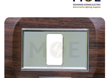 Abbas Mirna Cover Plate Gold*Black Aro Matt 1module | 2400-08-MRN-ADP | بلاك مفرد ميرنا ذهبي على خشبي سندياني ارو اسود مات مع ادبتر
