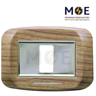 Abbas Mirna Cover Plate Gold*Zan Matt 1module | 2400-09-MRN-ADP | بلاك مفرد ميرنا ذهبي على خشبي زان مات مع ادبتر