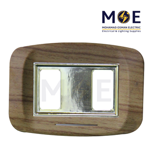 Abbas Mirna Cover Plate Gold*Zan Matt 2module | 2400-09-MRN-ADP | بلاك مجوز ميرنا ذهبي على خشبي زان مات مع ادبتر