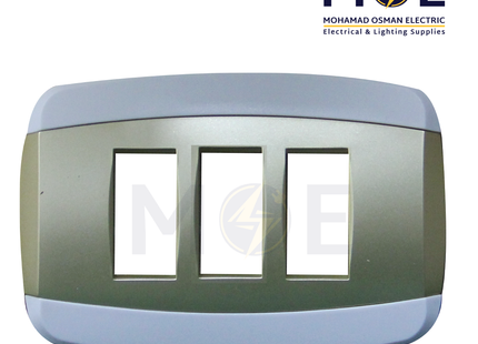 Abbas Yasmin Cover Plate Gold Matt*White 3module | 2500-06-ysnI-ADP | بلاك مثلث ذهبي مات على ابيض مع ادبتر