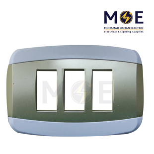 Abbas Yasmin Cover Plate Gold Matt*White 3module | 2500-06-ysnI-ADP | بلاك مثلث ذهبي مات على ابيض مع ادبتر