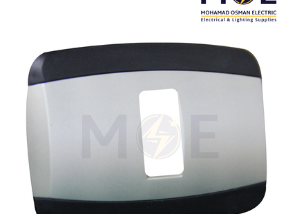 Abbas Yasmin Cover Plate Steel*Black 1module | 2500-05-ysn-ADP | بلاك مفرد ستانلس على اسود مع ادبتر