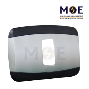 Abbas Yasmin Cover Plate Steel*Black 1module | 2500-05-ysn-ADP | بلاك مفرد ستانلس على اسود مع ادبتر