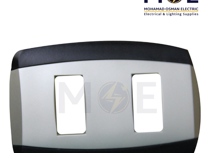 Abbas Yasmin Cover Plate Steel*Black 2module | 2500-05-ysn-ADP | بلاك مجوز ستانلس على اسود مع ادبتر