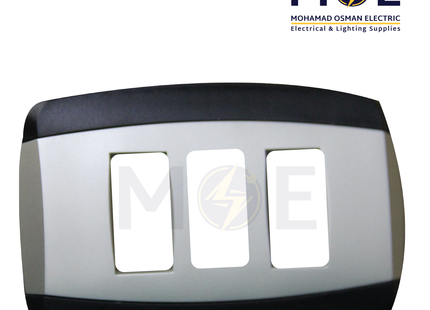 Abbas Yasmin Cover Plate Steel*Black 3module | 2500-05-ysnI-ADP | بلاك مثلث ستانلس على اسود مع ادبتر