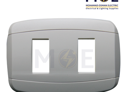 Abbas Yasmin Cover Plate White*White 2module | 2500-01-ysn-ADP | بلاك مجوز ابيض على ابيض مع ادبتر