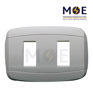 Abbas Yasmin Cover Plate White*White 2module | 2500-01-ysn-ADP | بلاك مجوز ابيض على ابيض مع ادبتر
