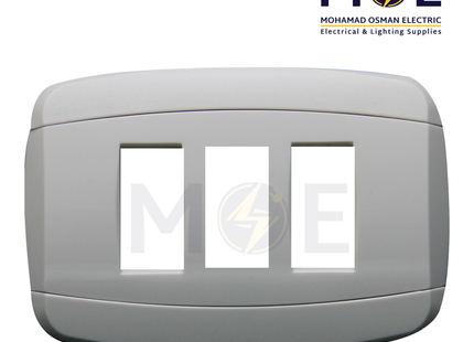 Abbas Yasmin Cover Plate White*White 3module | 2500-01-ysnI-ADP | بلاك مثلث ابيض على ابيض مع ادبتر