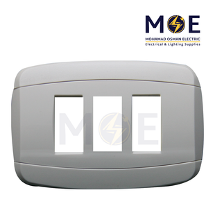 Abbas Yasmin Cover Plate White*White 3module | 2500-01-ysnI-ADP | بلاك مثلث ابيض على ابيض مع ادبتر