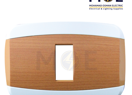 Abbas Yasmin Cover Plate Wooden Cherry*White 1module | 2500-03-ysn-ADP | بلاك مفرد خشبي كرزي على ابيض مع ادبتر