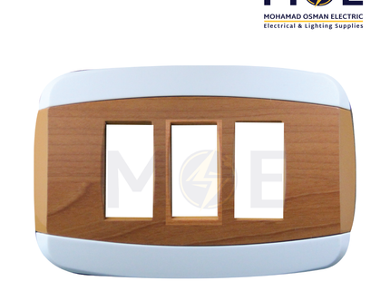 Abbas Yasmin Cover Plate Wooden Cherry*White 3module | 2500-03-ysnI-ADP | بلاك مثلث خشبي كرزي على ابيض مع ادبتر