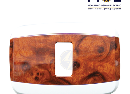 Abbas Yasmin Cover Plate Wooden Light Gloss*White 1module | 2500-07-ysn-ADP | بلاك مفرد خشبي فاتح لميع على ابيض مع ادبتر