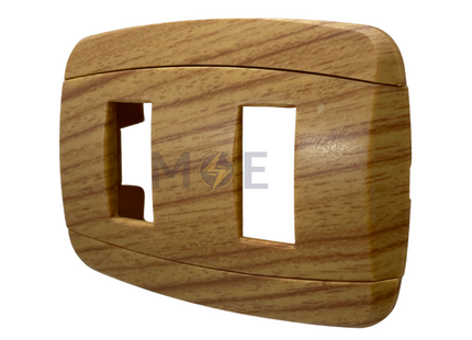 Abbas Yasmin Cover Plate Zan Matt*Zan Matt 2module | 2500-08-ysn-ADP | بلاك مجوز خشبي جوزي زان مات على زان مات مع ادبتر