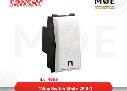 Sanshe 1Way Switch White 2P 16A 0-1 | KH1106 | مفتاح مفرد خطين ابيض