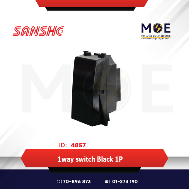Sanshe 1way switch Black 1P 16A | KH8101-BL | مفتاح مفرد اسود