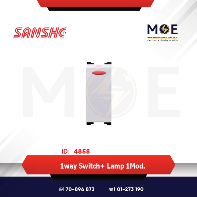Sanshe 1way Switch+ Lamp 1P 16A 1module | KH8105 | مفتاح مفرد مع لمبة