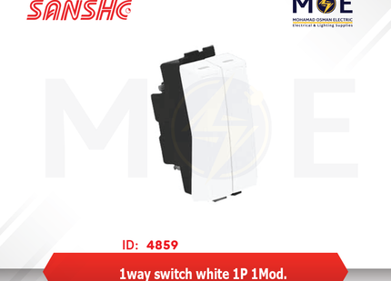 Sanshe 1way switch white 1P 16A 1module | KH8104-001319 | مفتاح مجوز مفتاحين مفارد ابيض