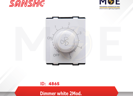 Sanshe Dimmer white 2module 300W | KH1223 | ديمر مروحة ابيض