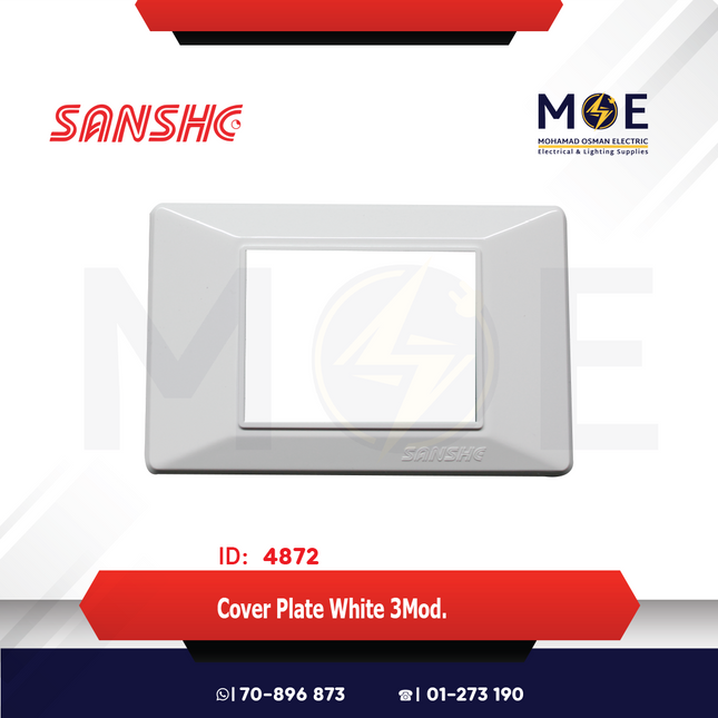 Sanshe Cover Plate White 3module | KH83-000-001329