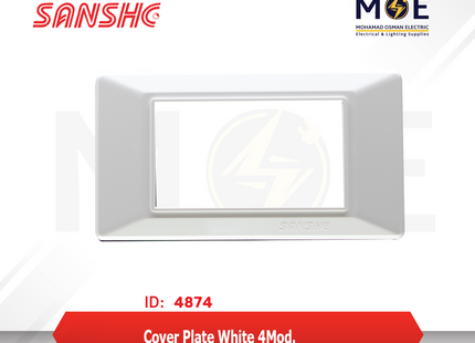 Sanshe Cover Plate White 4module | KH834000 001330 | بلاك بلاستيك ابيض