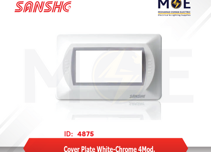 Sanshe Cover Plate White/ Chrome 4module | KH34000 | بلاك بلاستيك ابيض مع كروم