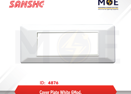 Sanshe Cover Plate White 6module | KH836-000 | بلاك بلاستيك ابيض