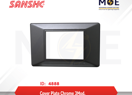 Sanshe Cover Plate Chrome 3module | KH83-266 | بلاك بلاستيك كروم غامق