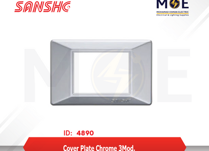 Sanshe Cover Plate Chrome 3module | KH83-209 001336 | بلاك بلاستيك كروم فاتح