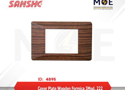 Sanshe Cover Plate Wooden Formica 3module 222 | KH83-222 | بلاك بلاستيك فورميكا خشبي جوزي