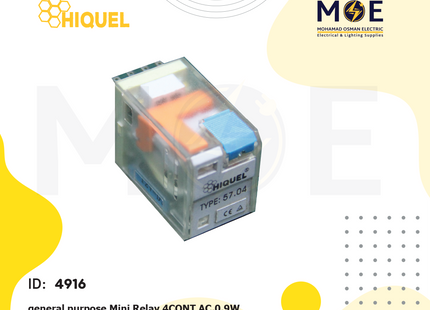 Hiquel General Purpose Mini Relay 4CONT AC<0.9W form C 5A 12V 14Pin DC | HIQ-57.04 DC12V | ريليه ميني