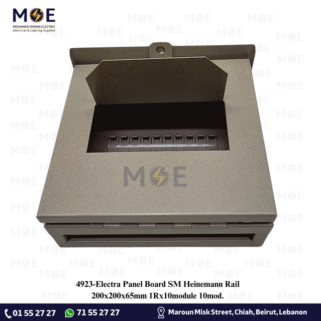 Electra Panel Board SM Heinemann Rail 200x200x65mm 1Rx10module 10mod. | تابلو حديد اشتراك سكة هنمن