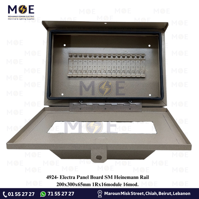 Electra Panel Board SM Heinemann Rail 200x300x65mm 1Rx16module 16mod. | تابلو حديد اشتراك سكة هنمن
